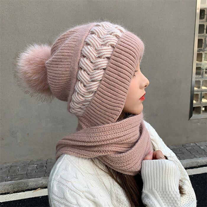 ニット 帽子 裏起毛 ボア ストール マフラー 一体型 フード付き レディース 秋冬 ニット帽 フード付きマフラー かわいい 保温性 防寒 小顔効果 きれいめ 可愛い |  | 04