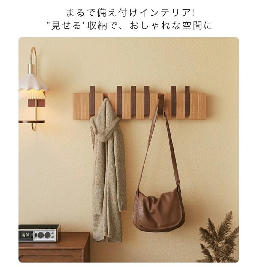 コートハンガー 壁掛け 木製 4連 6連 8連 12連  北欧 スリム 木 壁掛けハンガー 壁掛けフック ハンガー 洋服掛け 玄関収納 衣類収納 壁掛け式 簡単取付 |  | 02