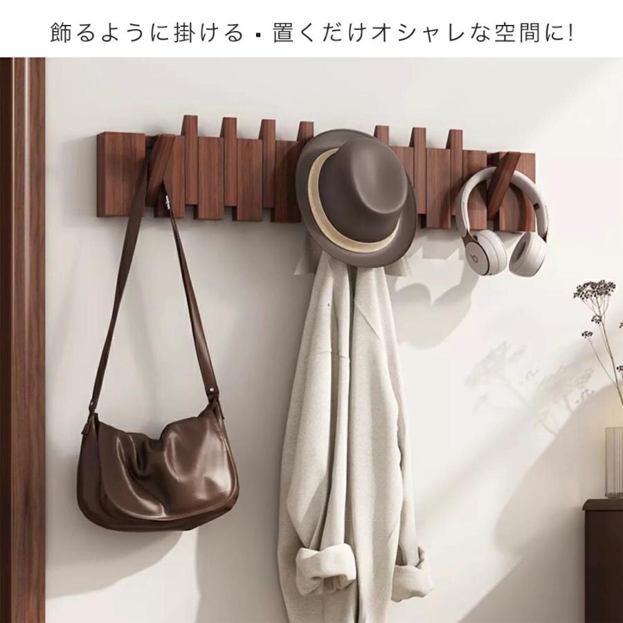 コートハンガー 壁掛け 木製 4連 6連 8連 12連  北欧 スリム 木 壁掛けハンガー 壁掛けフック ハンガー 洋服掛け 玄関収納 衣類収納 壁掛け式 簡単取付 |  | 04