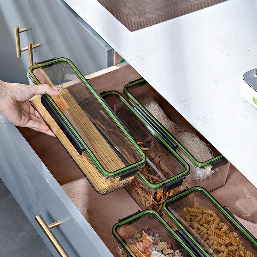 4個セット パスタ保存容器 パスタケース 保存容器 プラスチック 密閉 防湿 キッチン収納 密封保存瓶 蓋付き 貯蔵容器 1.5L/2.25L ホコリ防止 虫よけ 麺類収納 |  | 01
