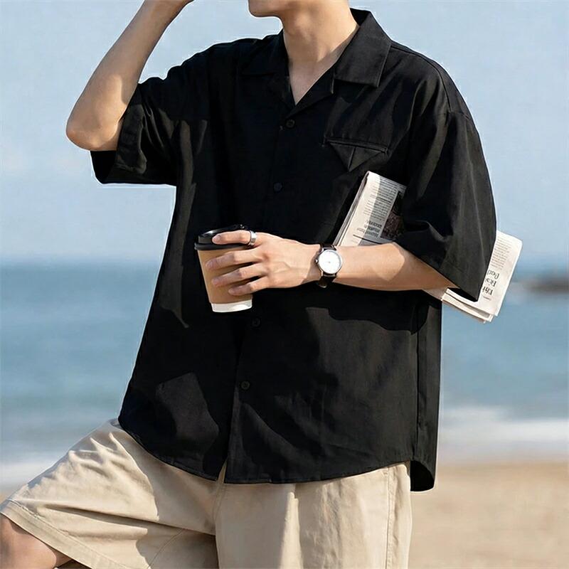 半袖 シャツ メンズ 麻シャツ リネン 開襟シャツ オープンカラーシャツ 無地 カジュアル 夏 春夏 海 ビーチ リゾート トップス |  | 11
