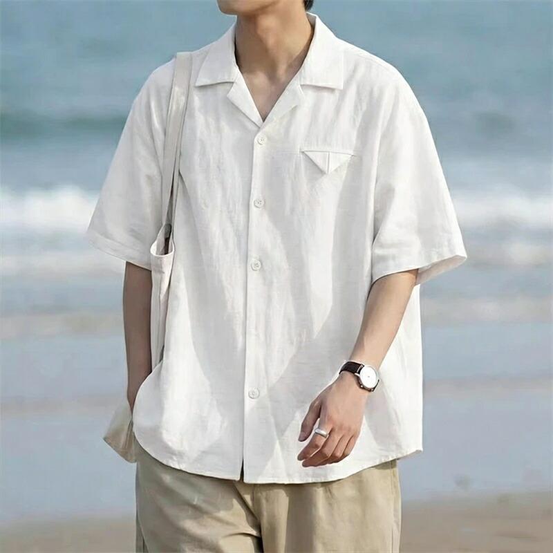 半袖 シャツ メンズ 麻シャツ リネン 開襟シャツ オープンカラーシャツ 無地 カジュアル 夏 春夏 海 ビーチ リゾート トップス |  | 01