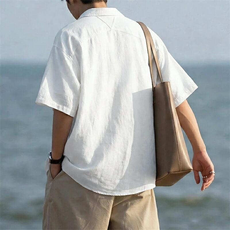 半袖 シャツ メンズ 麻シャツ リネン 開襟シャツ オープンカラーシャツ 無地 カジュアル 夏 春夏 海 ビーチ リゾート トップス |  | 08