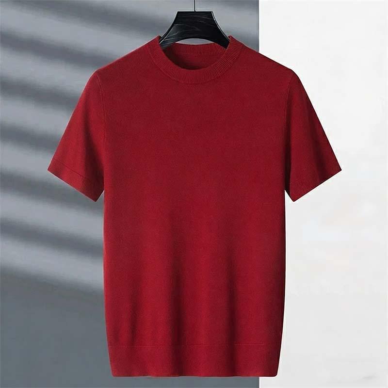 ニットTシャツ メンズ クルーネック 半袖 サマーニット メンズニット 無地 洗える カットソー カジュアル ビジネス オフィス トップス 春夏 秋 |  | 07