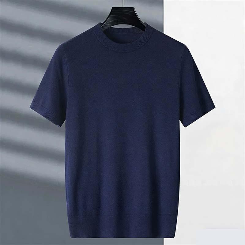 ニットTシャツ メンズ クルーネック 半袖 サマーニット メンズニット 無地 洗える カットソー カジュアル ビジネス オフィス トップス 春夏 秋 |  | 02