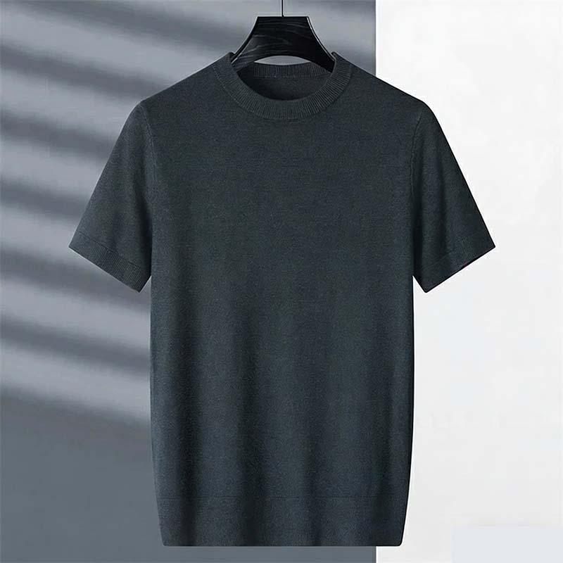 ニットTシャツ メンズ クルーネック 半袖 サマーニット メンズニット 無地 洗える カットソー カジュアル ビジネス オフィス トップス 春夏 秋 |  | 03