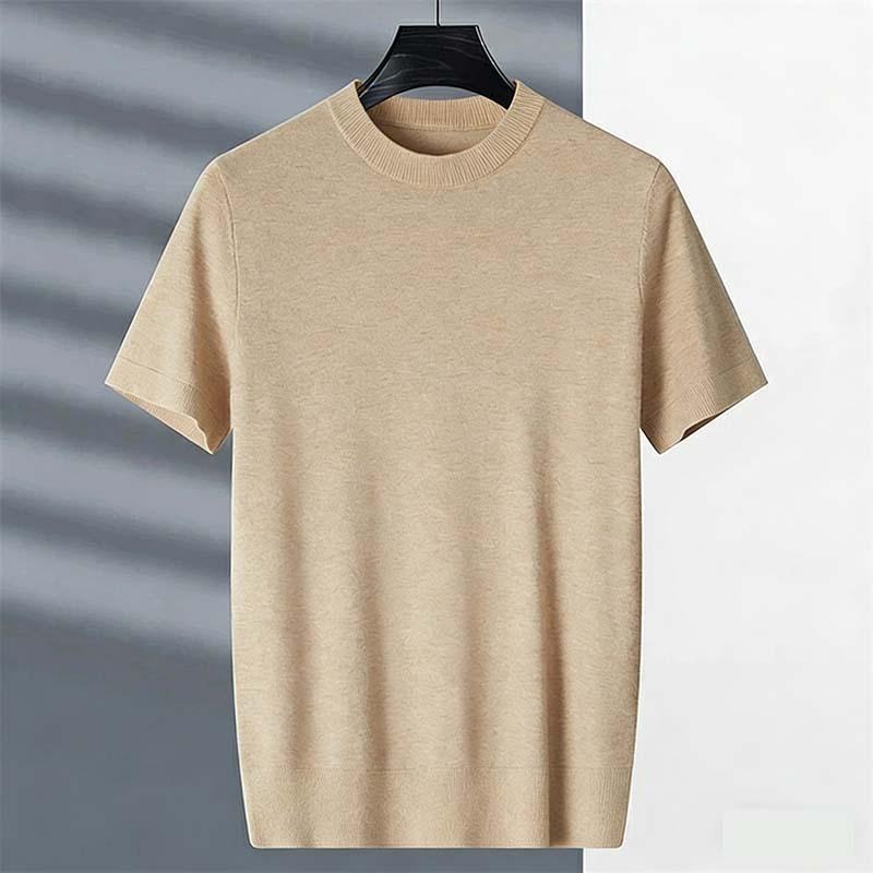 ニットTシャツ メンズ クルーネック 半袖 サマーニット メンズニット 無地 洗える カットソー カジュアル ビジネス オフィス トップス 春夏 秋 |  | 04