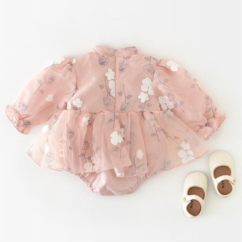 ベビー服 ロンパース ワンピース風 女の子 長袖 綿 チュール セレモニードレス 新生児 赤ちゃん 春秋用 スカート付き 花柄 お宮参り 結婚式 出産祝い ギフト |  | 02