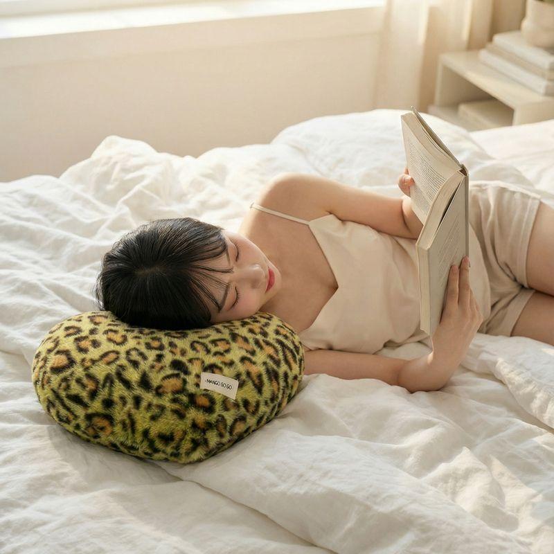 ハート型 クッション ヒョウ柄 レオパード柄 洗える 中身付き 北欧風