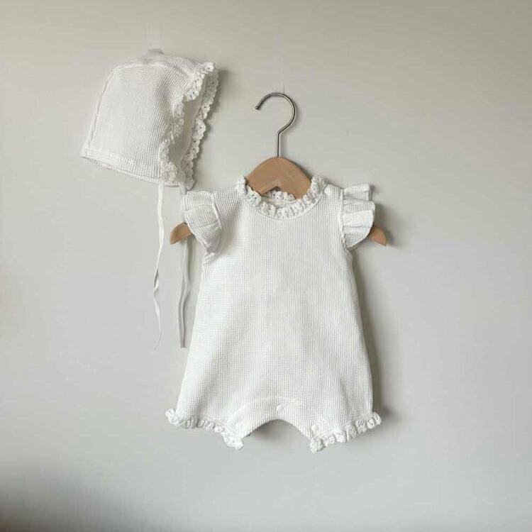 セレモニードレス 新生児 退院着 ベビードレス 半袖 夏 ワッフル 2点セット 帽子付き ロンパース 男の子 女の子 赤ちゃん カバーオール 出産祝い 百日祝い |  | 07