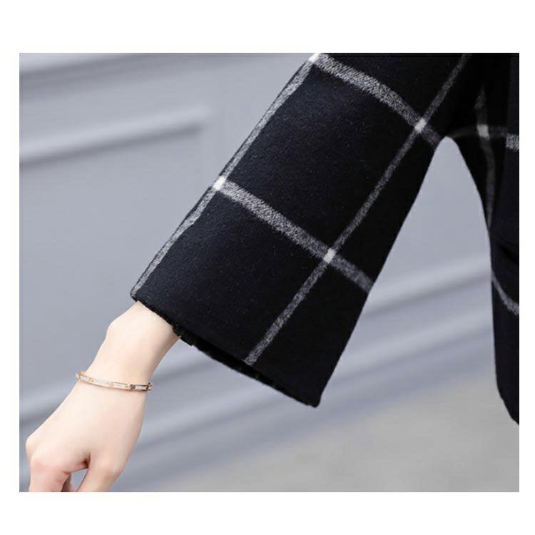 パンツスーツ レディース 2点セット セットアップ ノーカラージャケット ワイドパンツ ママスーツ ビジネス オフィス 春秋 グレンチェック きれいめ 大人 |  | 04