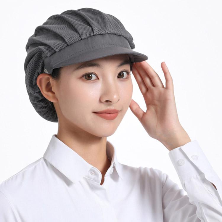 【4枚セット】衛生キャップ メッシュ つば付き 給食帽 キッチン 調理用帽子 洗濯可能 通気性 業務用 作業用 飲食店 食品工場 厨房 家庭用 選べる3種類 |  | 03
