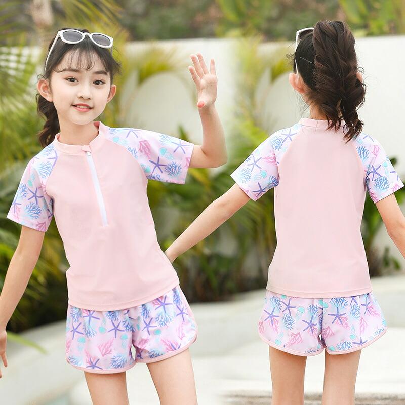 水着 女の子 セパレート 2点セット キッズ 上下セット スイムウェア 女児 見せパン付き 子供用 水遊び プール 海 温泉 夏 |  | 05
