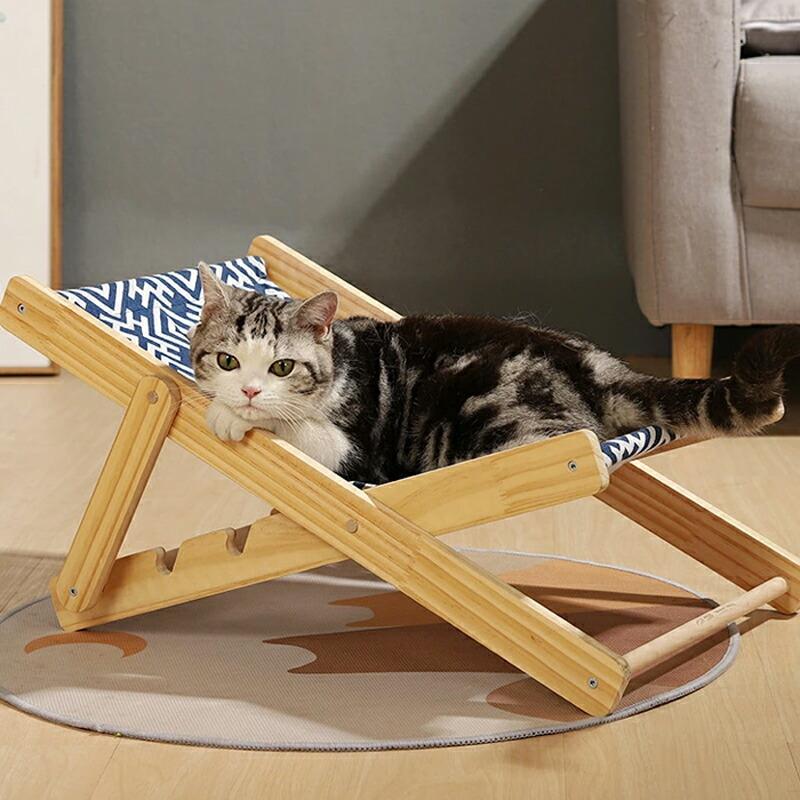 猫用チェア 4段階調節 ペットベッド 木製 サイザル麻 爪とぎ付き キャットハンモック 室内用 おしゃれ 小型犬対応 ペットデッキチェア 猫ベッド 通気性 自然素材 |  | 06