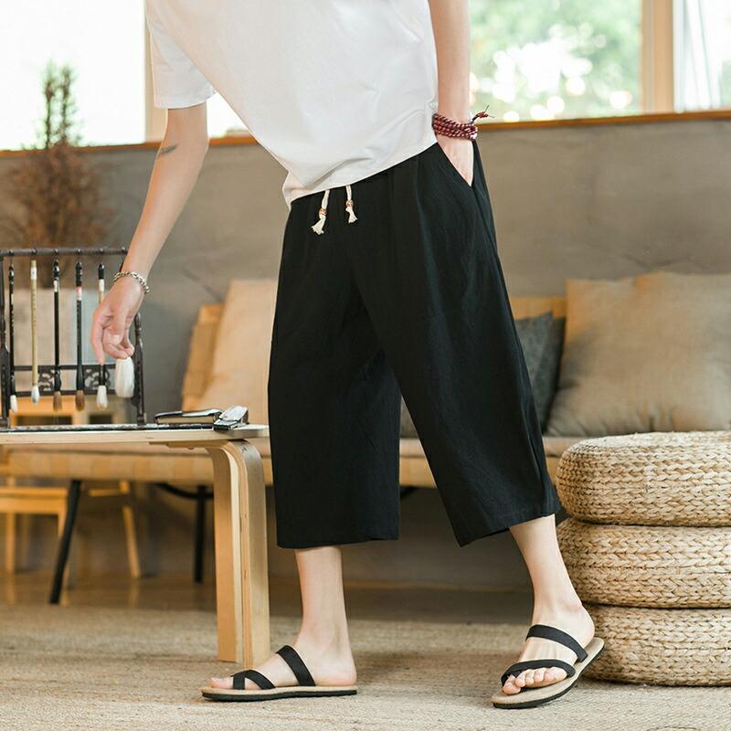 サルエルパンツ メンズ 春夏 綿麻 接触冷感 ストレッチ 7分丈 クロップドパンツ ゆったり 涼しい ウエストゴム リネン 無地 大きいサイズ 父の日 ギフト |  | 09