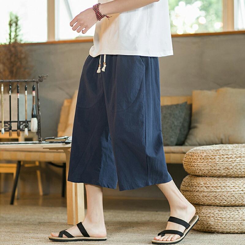 サルエルパンツ メンズ 春夏 綿麻 接触冷感 ストレッチ 7分丈 クロップドパンツ ゆったり 涼しい ウエストゴム リネン 無地 大きいサイズ 父の日 ギフト |  | 03