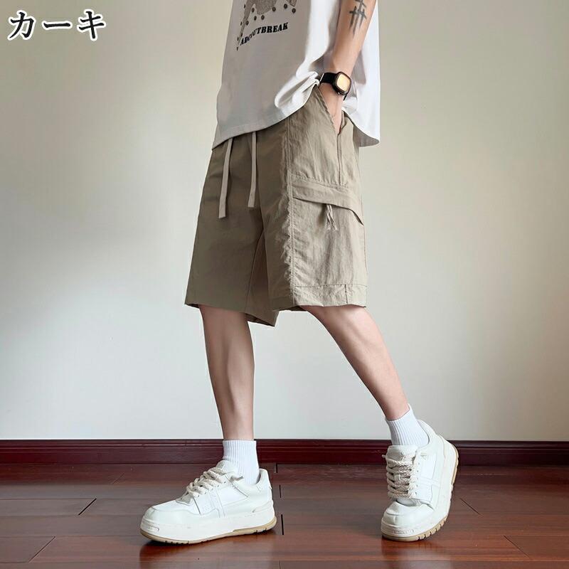メンズ ハーフパンツ 接触冷感 ショートパンツ 夏用 ストレッチ 吸水速乾 ドライ イージーパンツ 無地 大きいサイズ M-3XL 黒 ブラック カーキ グリーン 父の日 |  | 01