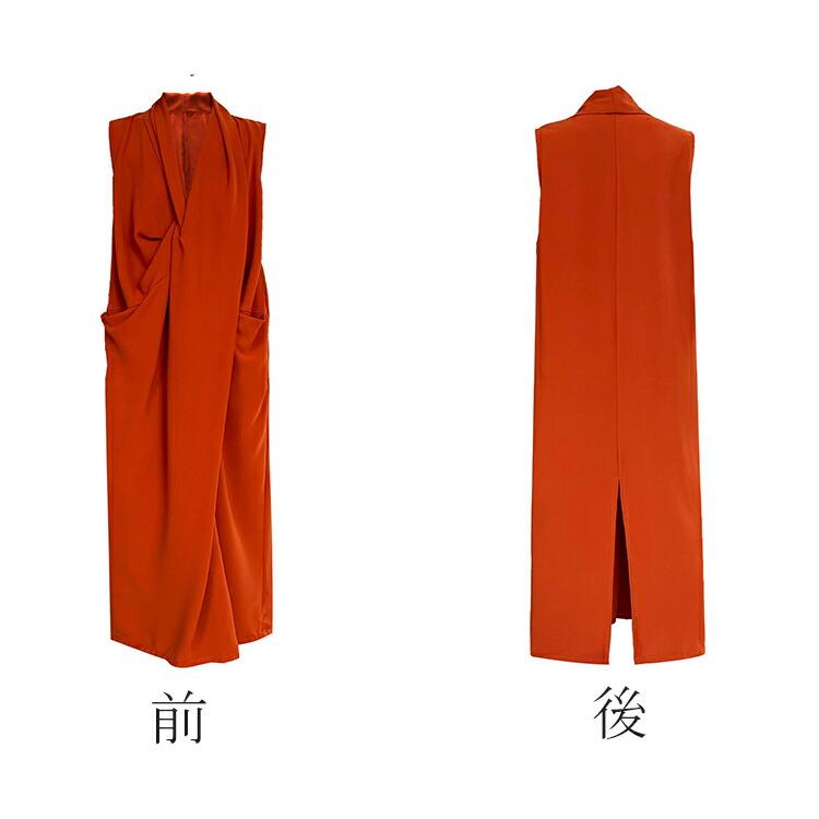 ノースリーブ ロングワンピース レディース 夏 マキシ丈 Vネック