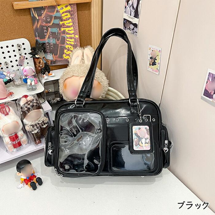 痛バッグ 推し活バッグ 斜め掛け トートバッグ 透明窓付き 大容量