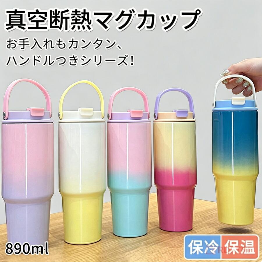 真空断熱タンブラー 820ml ステンレス製 防錆 保温保冷 ストロー付き