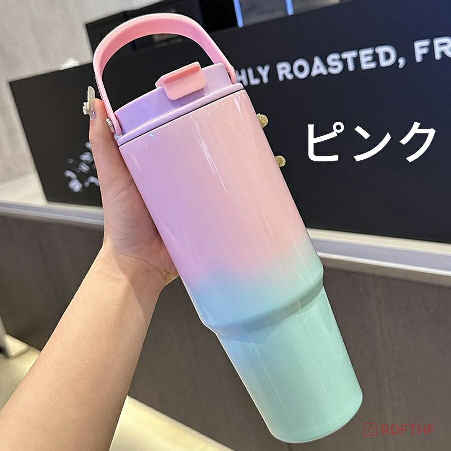 真空断熱タンブラー 820ml ステンレス製 防錆 保温保冷 ストロー付き