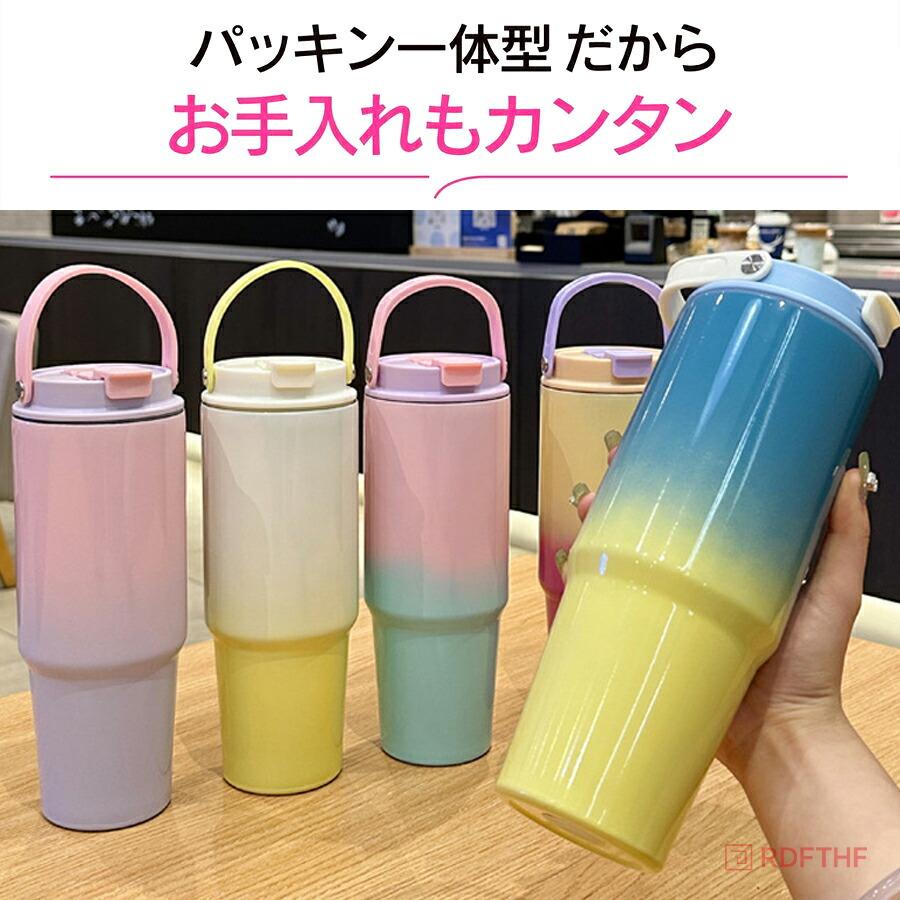 真空断熱タンブラー 820ml ステンレス製 防錆 保温保冷 ストロー付き