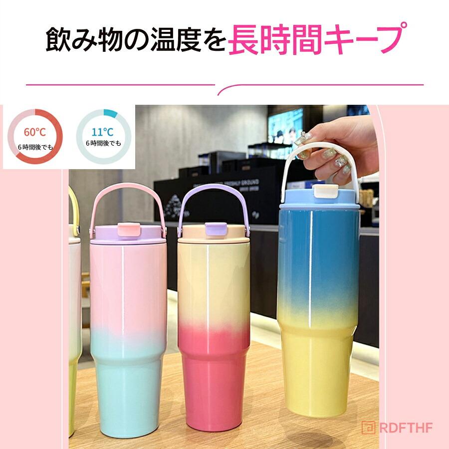 真空断熱タンブラー 820ml ステンレス製 防錆 保温保冷 ストロー付き