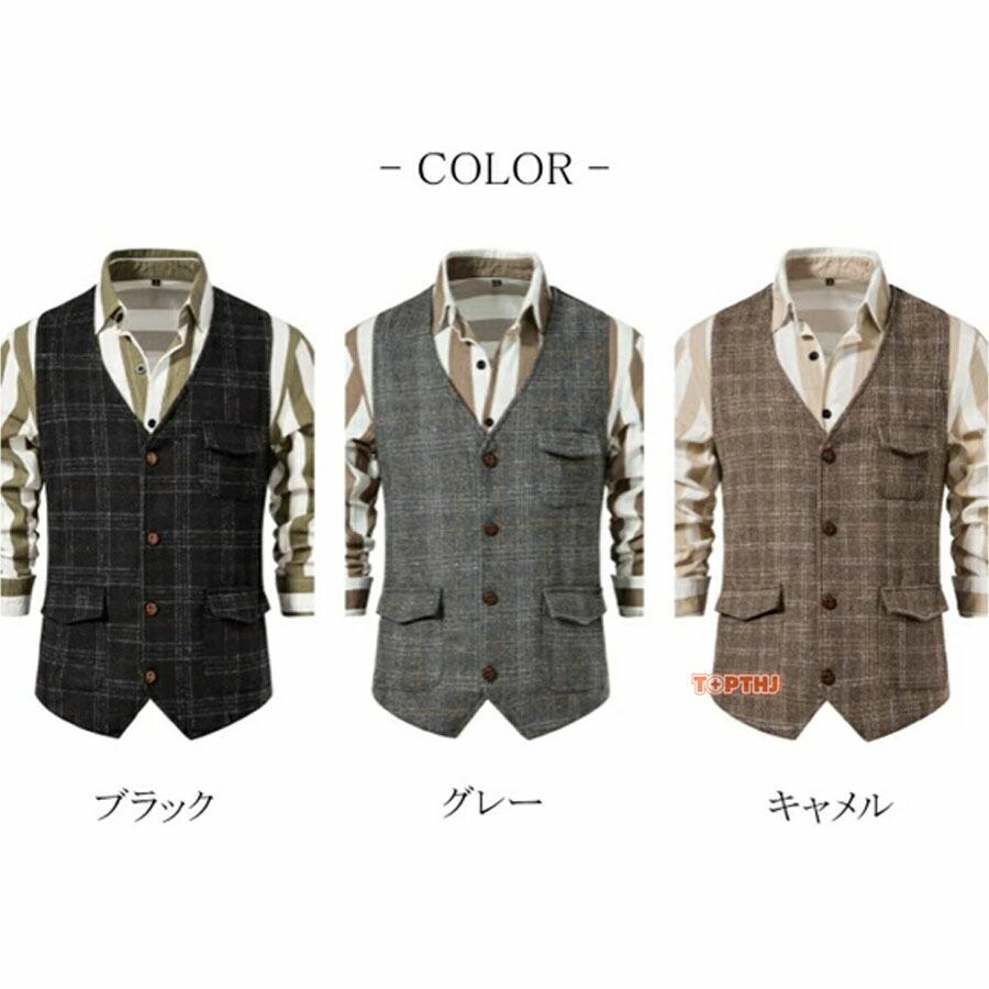 KAPITAL ベスト ジレ ツイード チェック ジレ メンズ ツイード ベスト チェック柄 ビッグシルエット ゆったり