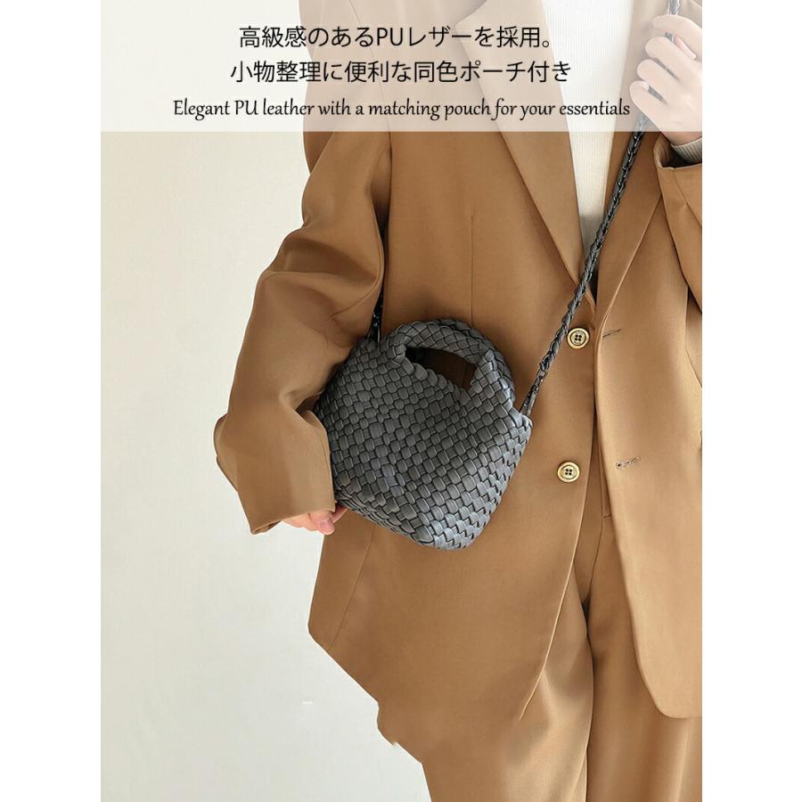 編み込み トートバッグ レディース PUレザー イントレチャート風