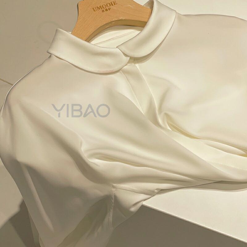 シャツ 丸襟シャツ  レディース 長袖 オフィス 上質 ブラウス フォーマル 丸襟 長袖シャツ ふんわり 襟付き 柔らかい 軽い シャツブラウス シャツ ボタン隠し |  | 13