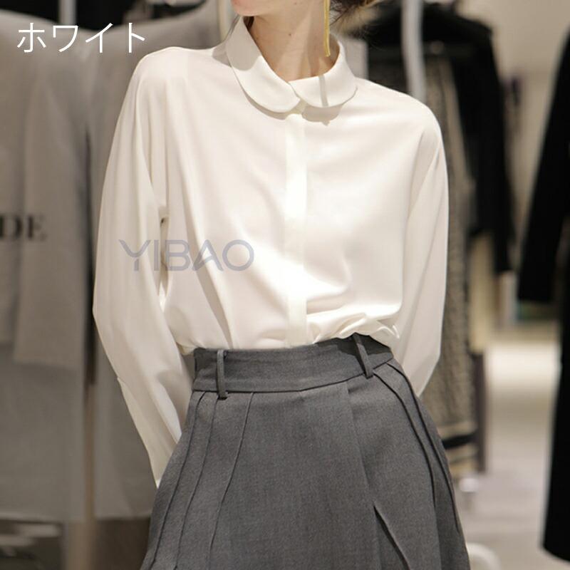 シャツ 丸襟シャツ  レディース 長袖 オフィス 上質 ブラウス フォーマル 丸襟 長袖シャツ ふんわり 襟付き 柔らかい 軽い シャツブラウス シャツ ボタン隠し |  | 01