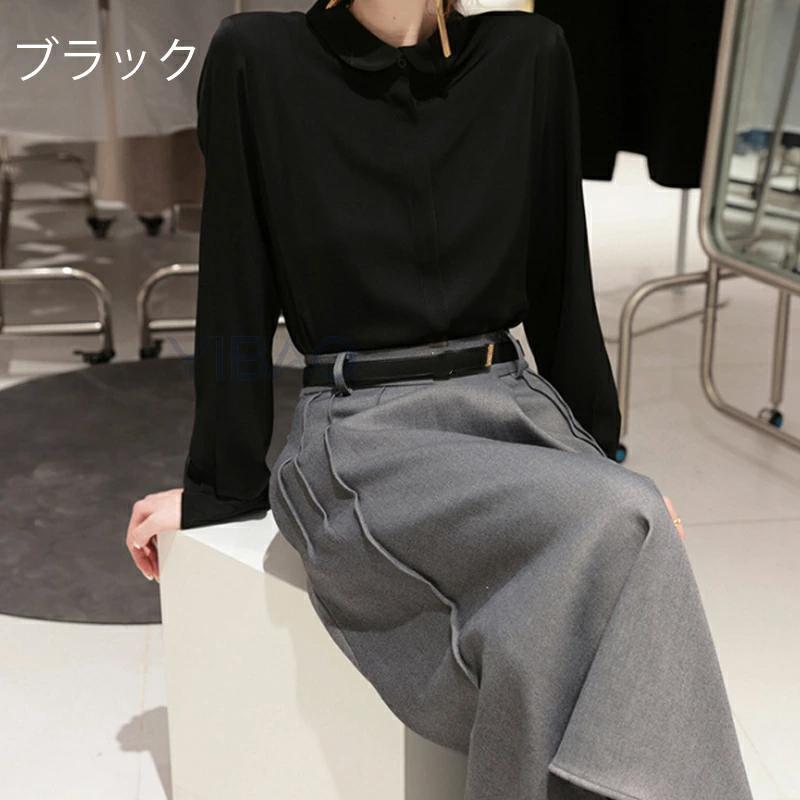 シャツ 丸襟シャツ  レディース 長袖 オフィス 上質 ブラウス フォーマル 丸襟 長袖シャツ ふんわり 襟付き 柔らかい 軽い シャツブラウス シャツ ボタン隠し |  | 02