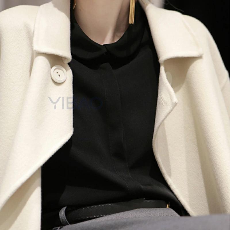 シャツ 丸襟シャツ  レディース 長袖 オフィス 上質 ブラウス フォーマル 丸襟 長袖シャツ ふんわり 襟付き 柔らかい 軽い シャツブラウス シャツ ボタン隠し |  | 12