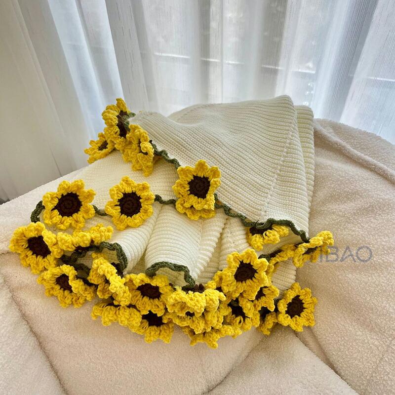花束ブランケット 完成品 ブーケブランケット ニット 手編みフラワー