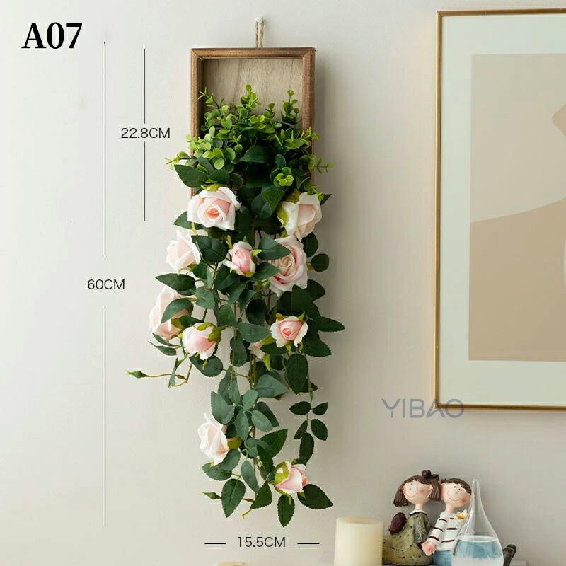 フェイクグリーン 吊り下げ 壁かけ 人工 観葉植物 フェイク 造花 デイジー バラ 長さ60cm/25cm1本 グリーン 花材 アーティフィシャルフラワー アレンジ フェイク |  | 07