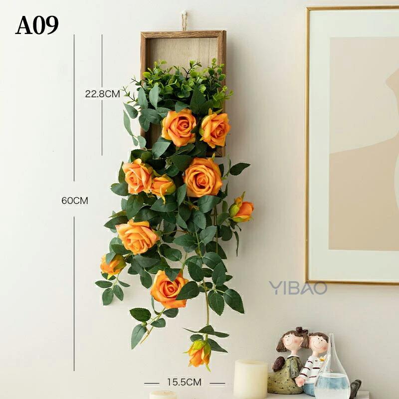 フェイクグリーン 吊り下げ 壁かけ 人工 観葉植物 フェイク 造花 デイジー バラ 長さ60cm/25cm1本 グリーン 花材 アーティフィシャルフラワー アレンジ フェイク |  | 09