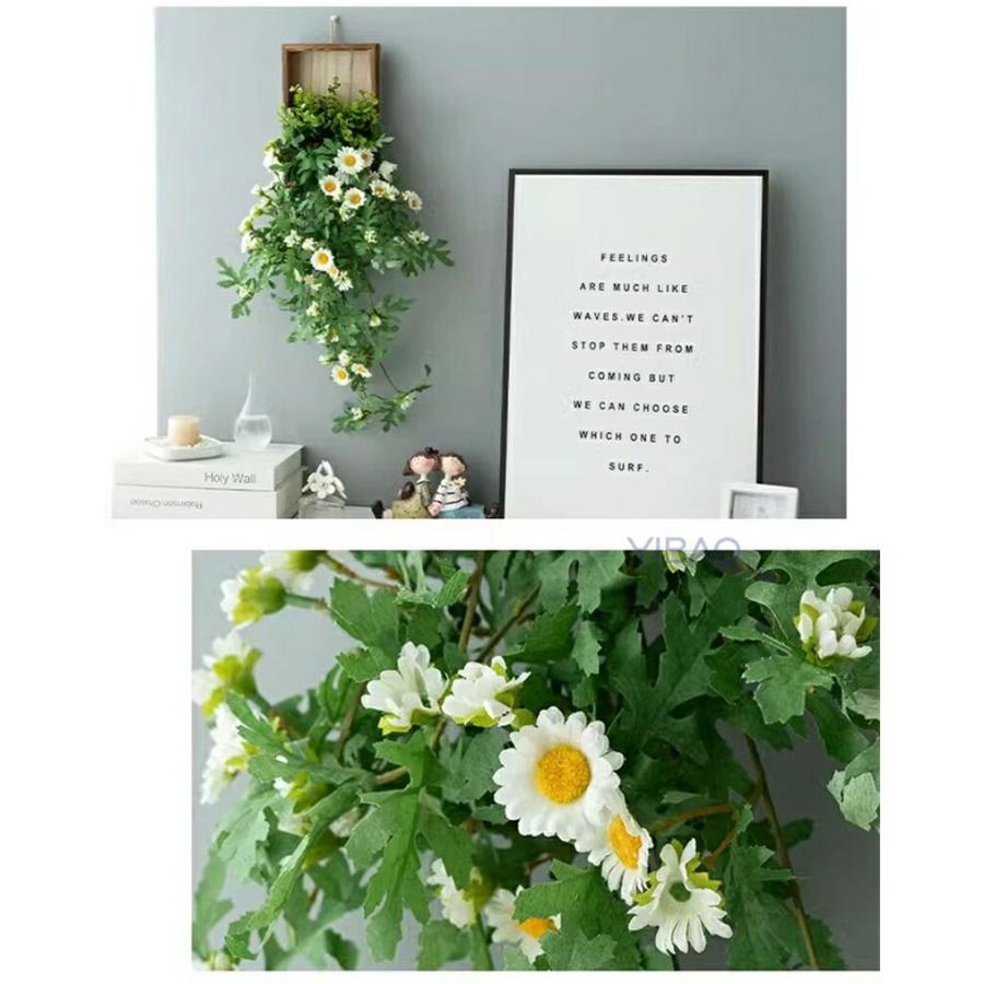 フェイクグリーン 吊り下げ 壁かけ 人工 観葉植物 フェイク 造花 デイジー バラ 長さ60cm/25cm1本 グリーン 花材 アーティフィシャルフラワー アレンジ フェイク |  | 10