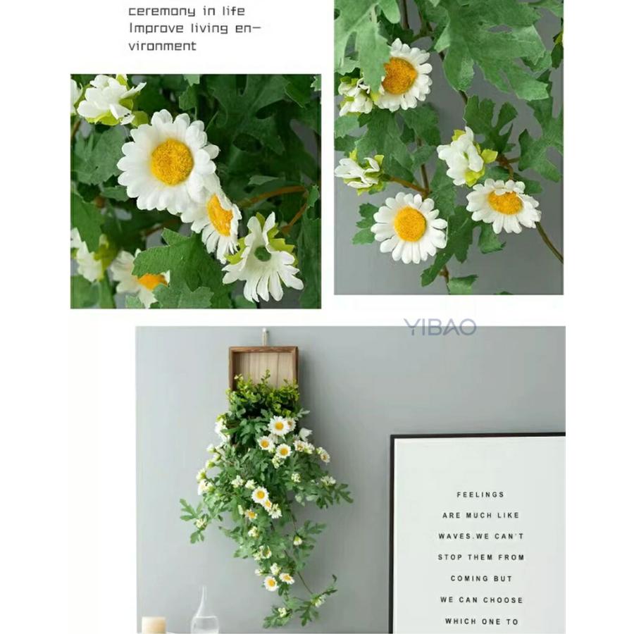 フェイクグリーン 吊り下げ 壁かけ 人工 観葉植物 フェイク 造花 デイジー バラ 長さ60cm/25cm1本 グリーン 花材 アーティフィシャルフラワー アレンジ フェイク |  | 11