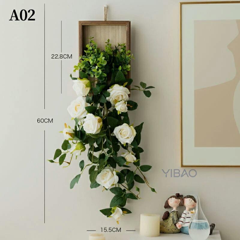 フェイクグリーン 吊り下げ 壁かけ 人工 観葉植物 フェイク 造花 デイジー バラ 長さ60cm/25cm1本 グリーン 花材 アーティフィシャルフラワー アレンジ フェイク |  | 02