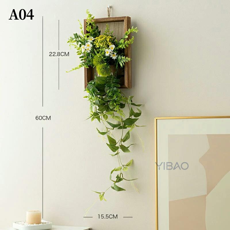 フェイクグリーン 吊り下げ 壁かけ 人工 観葉植物 フェイク 造花 デイジー バラ 長さ60cm/25cm1本 グリーン 花材 アーティフィシャルフラワー アレンジ フェイク |  | 04