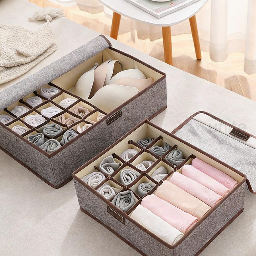 【2個セット】下着 収納ケース 靴下 下着収納ボックス ブラジャー収納 インナー ランジェリー ソックス 小物 ネクタイ おしゃれ シンプル 仕切り アンダーウェア |  | 06