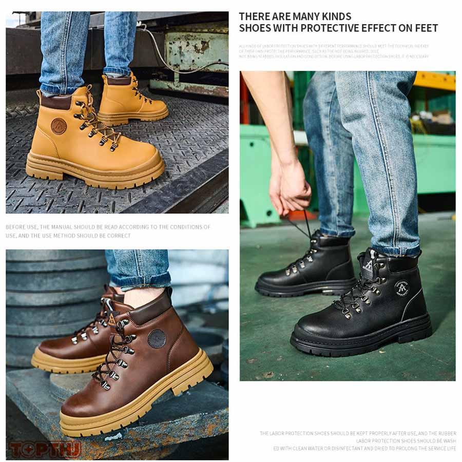 安全靴 革 作業靴 超軽量 通気 耐摩耗 防刺 耐滑 衝撃吸収 鋼製先芯入り メンズ レザー ワークブーツ 釘踏み抜き防止 耐滑 工事 建築現場 セーフティーシューズ |  | 08