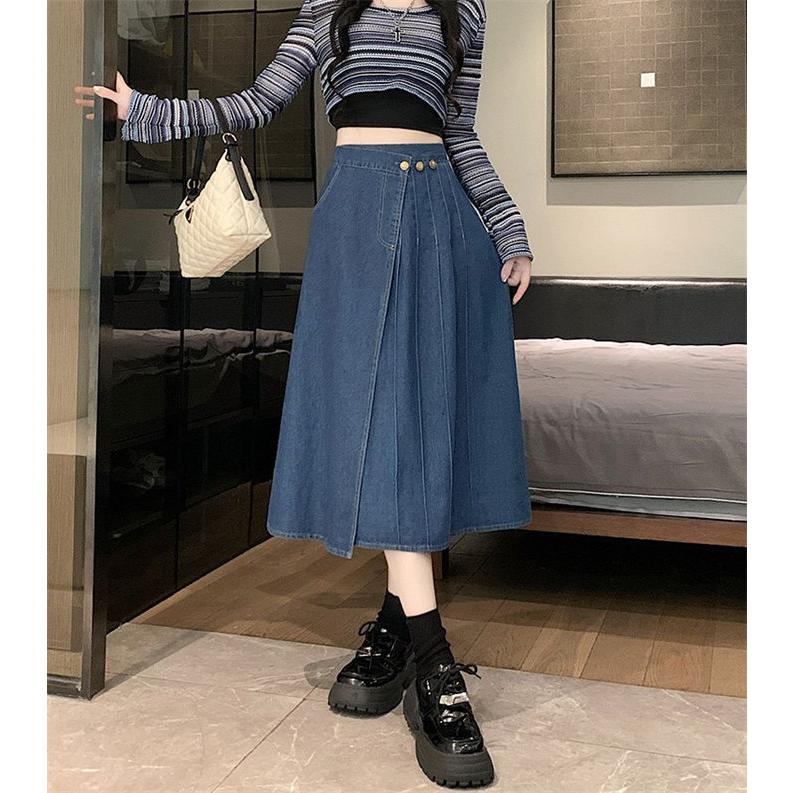 デニムスカート 巻きスカート ラップスカート デニム aラインスカート