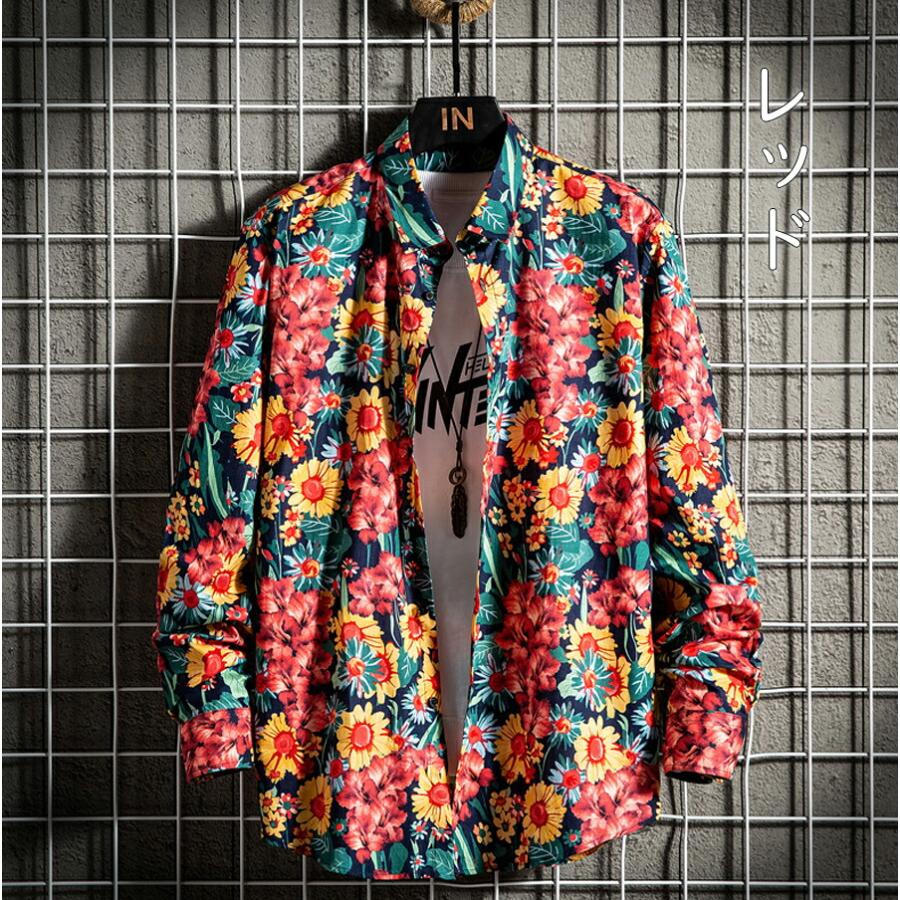 アロハシャツ メンズ シャツ ウェア 花柄シャツ 綿100％ 長袖シャツ