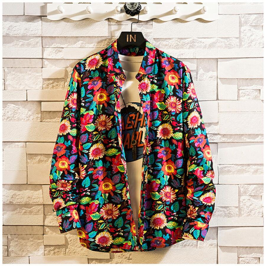 アロハシャツ メンズ シャツ ウェア 花柄シャツ 綿100％ 長袖シャツ
