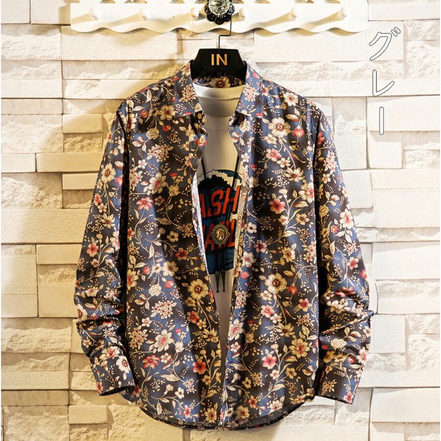 アロハシャツ メンズ シャツ ウェア 花柄シャツ 綿100％ 長袖シャツ