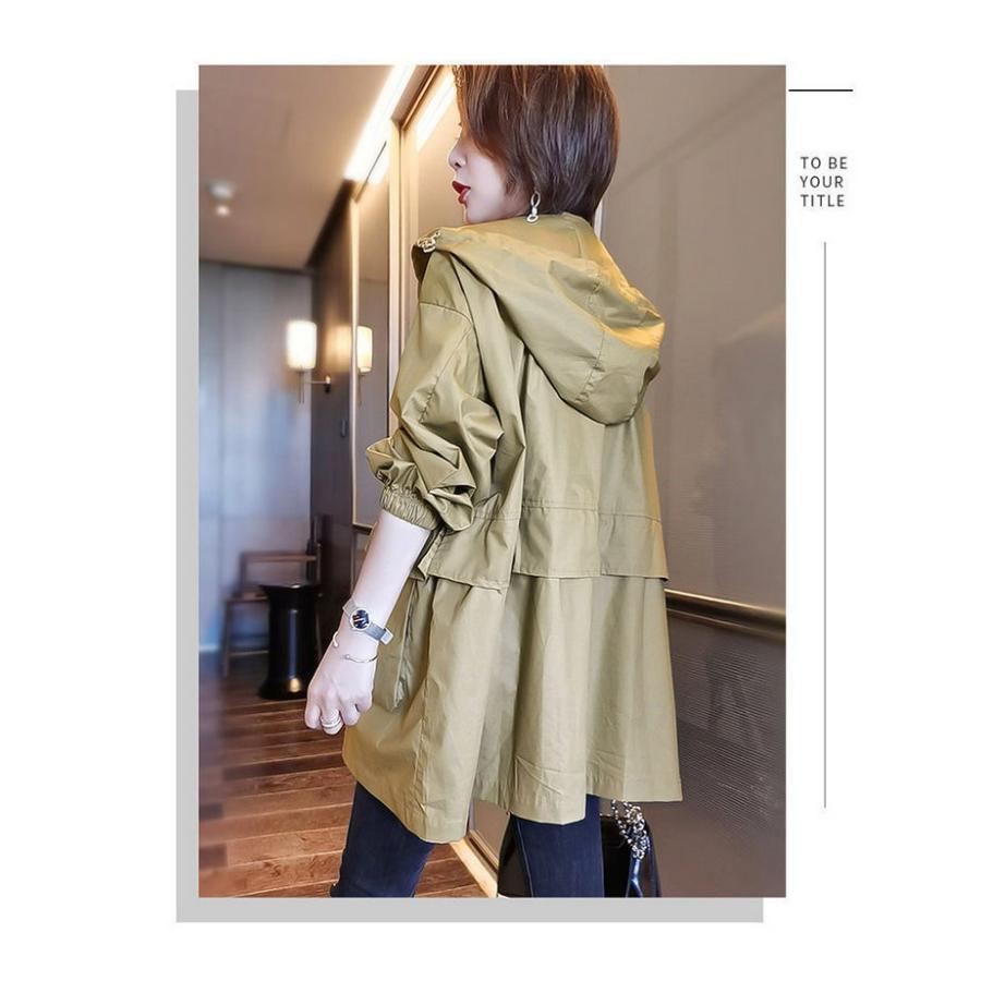 トレンチコート レディース 40代 ミディアム丈ジャケット スプリングコート 春コート ライトアウター 秋服 フード付きバーカー 30代 40代 50代 大きいサイズ |  | 10