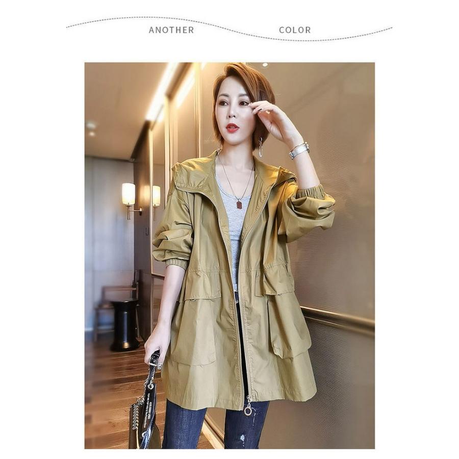 トレンチコート レディース 40代 ミディアム丈ジャケット スプリングコート 春コート ライトアウター 秋服 フード付きバーカー 30代 40代 50代 大きいサイズ |  | 01