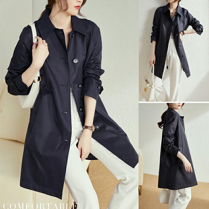 トレンチコート スプリングコート レディース 春秋 チェスターコート ミドル丈 フードなし トレンチコート レディース ボタン コート 着痩せ コート シンプル |  | 09