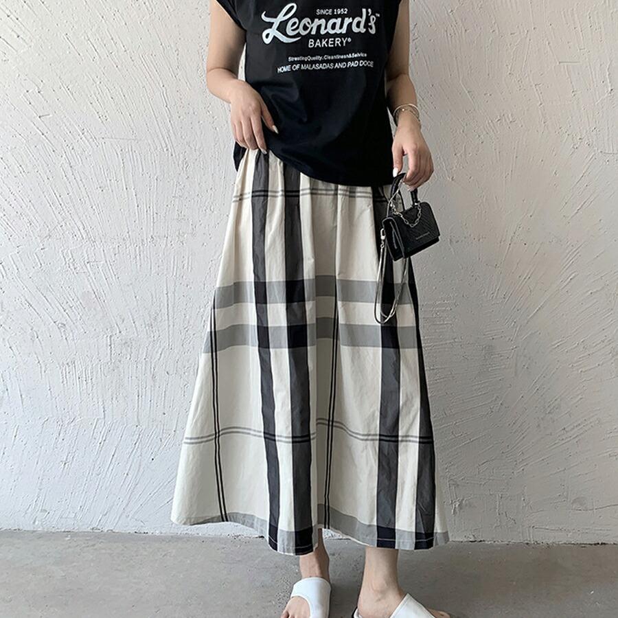 フレアスカート レディース ロングスカート チェック柄 ミモレ丈 Aライン 軽い 光沢ボトムス カジュアル ウエストゴム 柔らかい 動きやすい ゆったり 体型カバー |  | 04